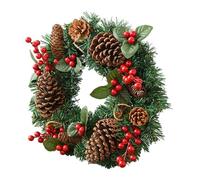 Christmas Wreaths for Front Door, Artificial Christmas Decoration | Realistic Wreath with Pine Cones and Red Berries | for Front Door Interior Home Porch Window Winter Fireplace