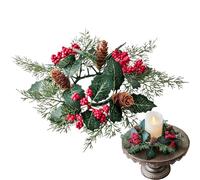 Christmas Wreaths for Front Door, Christmas Candle Holder Wreath, Red Berry Pinecones Table Centerpiece Decor for Home Farmhouse Wedding Party Living Room Mantel Dining Window Wall Bedroom