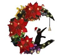 Christmas Wreaths for Front Door Christmas Door Wreaths Wall Ornament Moon Wreath With Cat Flowers Garland Winter Christmas Decorations Home Decor for Door/Wall/Windows