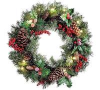 Christmas Wreaths for Front Door,Christmas Wreaths for Front Door with Lights,Artificial Wreaths for Indoor Outdoor Window Fireplace Wall Decor Home Christmas Decorations (30CM)