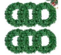 Christmas Wreaths for Front Door Outside, Wreaths for Christmas Decorations,16" Canadian Artificial Pine Christmas Wreath for Christmas Day Party,Unlit Wreaths for All Seasons (6, Green 16")