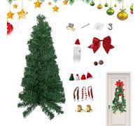 Christmas Wreaths For Front Door,Reverse Christmas Decoration With Built-in Lighting - Small Christmas Tree Door Hanger,For Indoor & Outdoor Living Room Bedroom Country House Tile Oven Office
