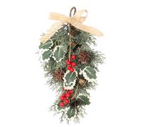 Christmas Wreaths For Front Door, Teardrop Christmas Wreath With Berry Pinecone Christmas Bells, Christmas Swag Stairs Christmas Decorations, Christmas Door Wreath Outdoor Indoor Wall Decor