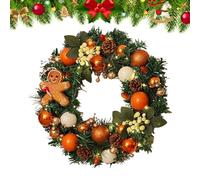Christmas Wreaths for the Front Door, 40 cm Country House Gingerbread Wreath with Lighting for Home, Decoration for Outdoor and Indoor Use for Winter Parties, Front Door, Entrance, and