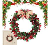 Christmas wreaths for the front door, red and green striped decoration, party wreaths - for winter festival new year hanging rack centerpiece table party farm porch