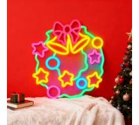 Christmas Wreaths Neon Signs LED Neon Sign LED Neon Lights USB Powered for Bedroom Xmas Party Bar Home Wall Living Room Bedroom Party Decor
