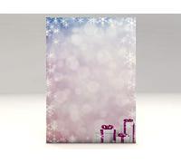 Christmas Writing Paper Set Purple Present, 50 Blatt A4 + 50 komplett Christmas Printed Window BRIEFUMSCHL & # X160 GE DIN Long F & # x178; Rlaser/Ink/Copy/Hand