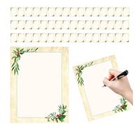 Christmas Writing Paper with Letterhead, 50 Sheets with Festive Border Design for Holidays, Festive Printer Paper, for Writing Wedding Invitations, Letters and Notes