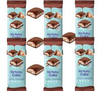 Christmas XL Chocolate Bars - Choc Fudge & Birthday Cake Flavour Centres - 127g Bars with Vanilla, Fudge & Sugar Decorations - Perfect for Gifting & Stocking Stuffers - Nm (6 x Bar, Birthday Cake)
