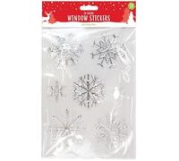 Christmas Xmas 3D Stunning Foiled Window Stickers Silver Re-Usable Decoration