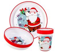 Christmas Xmas 3pcs Reusable Bicolor Kids Dinner Tableware Set