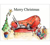Christmas (Xmas) Card Roaching Greyhound Whippet Lurcher Italian Dog