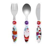 Christmas Xmas Children's Kids 3pcs Cutlery Set Santa Festive - Knife/Fork/Spoon