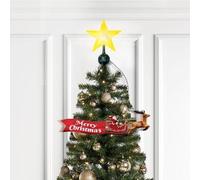Christmas Xmas Decoration Santa's Sleigh Animated Tree Topper With Star Topper Light
