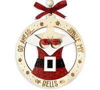 Christmas Xmas Decorations Funny Santa Lady Xmas Large Tree Ornaments, Go Ahead Jingle My Bells Wooden Double Layer Christmas Decoration, Holiday Gag Gift for Adults, Secret Santa Party Decor