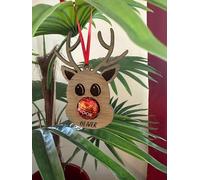 Christmas xmas lindt chocolate reindeer personalised tree decoration