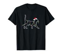 Christmas Xmas Nicholas Santa Christfest X-Mas Cat with Christmas Lights Xmas T-Shirt - Unisex-Adults, Black, S
