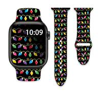 Christmas Xmas Pixel Lights Pattern Watch Bands Compatible with Apple Watch 38mm 40mm 41mm for Women Men Silicone Wristbands Straps Replacement for IWatch Series 8 7 6 5 4 3 2 1 SE