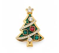 Christmas Xmas Rhinestone Brooch New Year Tree Star Snow Pin Badge Brooch Memorabilia Gift Decorations (Tree 2)