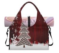 Christmas Xmas Snowflake Sports Duffle Bag with Shoe Compartment Xmas Tree Weekend Overnight Bags Tote Cabin Luggage Bag for Gym Yoga Travel