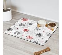 Christmas Xmas Snowflakes Pet Feeding Mat for Cat Dog Water Bowl Food Mats Christmas Print Pet Feeding Mats Absorbent Nti-Slip Contain Spills Protects Floors Placemat 60.9 x 81.2 cm