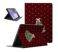 Christmas Xmas Tablet Case for Samsung Galaxy Tab A9 8.7" SM-X110/X115 | Christmas Tree Bow Bowknot Polka Dot Burgundy Pink Pattern Adjustable Flip PU Leather Stand Protective Cover for Women Girls