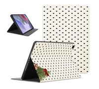 Christmas Xmas Tablet Case for Samsung Galaxy Tab S6 Lite 10.4" | Christmas Tree Bow Bowknot Polka Dot Black Cream Pattern Adjustable Flip PU Leather Stand Protective Cover for Women Girls
