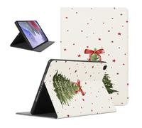 Christmas Xmas Tablet Case for Samsung Galaxy Tab S6 Lite 10.4" | Christmas Tree Bow Bowknot Star Red Cream Aesthetic Design Adjustable Flip PU Leather Stand Protective Cover for Women Girls