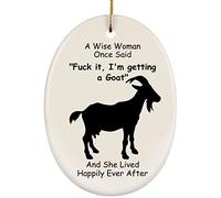Christmas Xmas Tree Hanging Funny Christmas Xmas Tree Bauble With Ribbon Memorial Ceramic Hanging Funny Goat Silhouette - Wise Woman Once Said