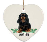 Christmas Xmas Tree Hanging With Ribbon Xmas Ornaments Ceramic Christmas Xmas Tree Bauble Christmas Tree Pendant Funny Cavalier King Charles Spaniel Black Tan Personalized Name Gift For Dog Mom