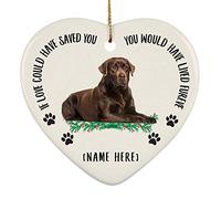 Christmas Xmas Tree Hanging With Ribbon Xmas Tree Decorations Ceramic Xmas Ornaments Keepsake Personalized Name Labrador Retriever Chocolate Fur Dog - If Love Could Have Saved You