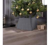 Christmas Xmas Tree Skirts | Rattan Wicker Stand Base Basket Cover | Festive Tidy Decoration (Grey)