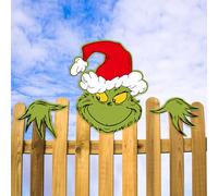 Christmas Yard Decorations Green Monster Fence Yard Signs Cute Fence Decorations Peeps Lawn Sign Decoration Christmas Funny Quirky Inserts Character Outdoor