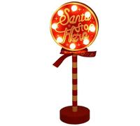 Christmas Yard Signs 12x5 Inch Light Up Red & White Santa Stop Here Self-Standing Battery Powered Christmas Decorations