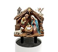 Christmas Yard Stakes Acrylic Nativity Scene - Outdoor Holy Sign Statue Decorative Landscape Display Festive Garden Lawn Porch Patio Balcony Deck Seasonal Holiday Accent Waterproof Des