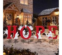 Christmas Yard Stakes Hope with Nativity Scene Outdoor Decoration Holy Nativity Scene Outdoor Lawn Metal Yard Stakes Outdoor Xmas Stake Lawn Pathway Outdoor Decoration