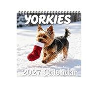 Christmas Yorkshire Terrier Desk Calendar - 2027 Spiral Puppy Planner