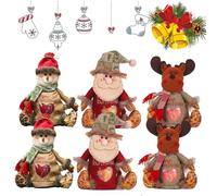 Christmas Zipper Gift Bags, 3D Doll Decoration, Drawstring Style, Reusable Fabric Bags for 500g Apples, Candy, Fruits, Festival, Party Presents 6PCS C