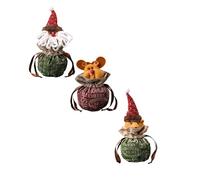 ChristmasDoll Bags, Zipper Design Christmas Bags Zipper Design, Fabric Small Gift Bags with Drawstring for Your Gift-Giving Needs (Green-3pcs)