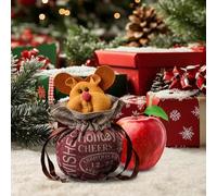 ChristmasDoll Bags, Zipper Design Christmas Bags Zipper Design, Fabric Small Gift Bags with Drawstring for Your Gift-Giving Needs (Green Santa+Red Elk)