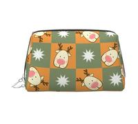 Christmasï¼ŒElk Stylish Portable Cosmetic Bag with Full-Print Design â€“ Durable PVC Leather Makeup & Toiletry Organizer for Home & Travel Use