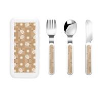 Christmasï¼ŒElk Three-Piece Set of Children's Cutlery-Safe and Durable Plastic Pp+430 Stainless Steel, Suitable for Kindergartens, Picnics, Birthday Parties and Other Scenes.