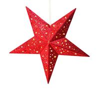 CHRISTmaxx Wooden LED Star with Glitter Finish, red, 60x60x20 cm