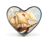 Christopher Columbus Sailing Ships Brooch Pins Heart Badge Button Tie Lapel Backpack Pin Decoration for Women Men