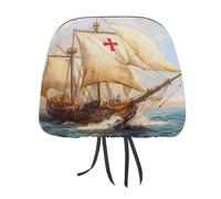 Christopher Columbus Sailing Ships Car Headrest Covers Auto Seat Head Rest Case Cute Interior Universal Accessories