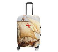 Christopher Columbus Sailing Ships Suitcase Cover Travel Luggage Elastic Washable Baggage Covers Fits 19-32 Inch