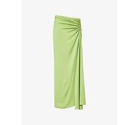 Christopher Esber Womens Christopher Esber Side-Ruched Low-Rise Woven Maxi Skirt Fresh Lime 10