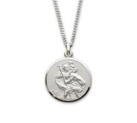 Christopher James of London | Solid 925 Sterling Silver St. Christopher Pendant 16mm and Chain | Traditional Saint Design | St Christopher Travel Gift | Gift Box Included