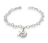 Christopher James of London | St. Christopher Pendant and Cross 8" Heart Link Bracelet | Solid 925 Sterling Silver | Adjustable Length | Traditional St Christopher Travel Gift | Gift Box Included