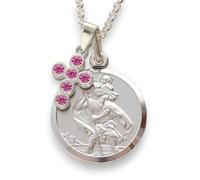 Christopher James of London | St. Christopher Pendant and Crystal Cross 18" Necklace | Solid 925 Sterling Silver | Traditional Saint Design & Travellers Prayer | Travel Gift with Gift Box Included